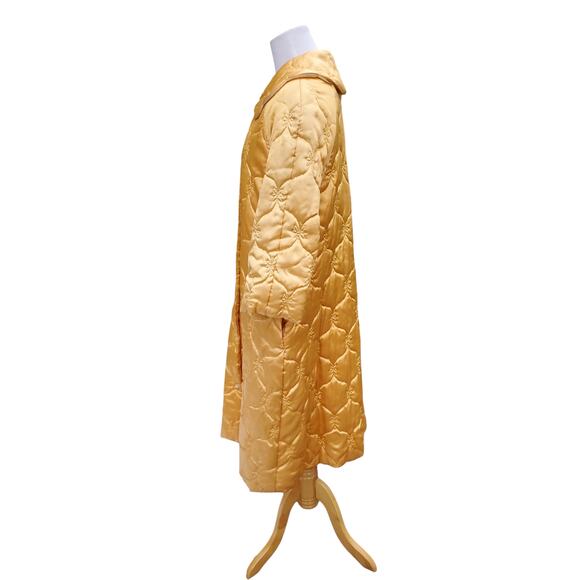 Vintage Rhapsody by Glazier Gold Robe House Coat Jacket Satin Puffy Quilted M/L - Picture 9 of 16